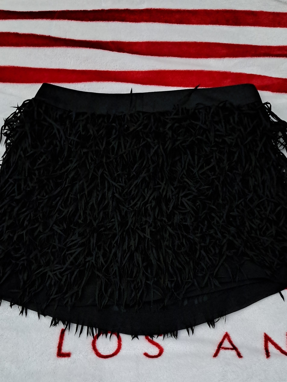 Express Black Fringe Mini Skirt